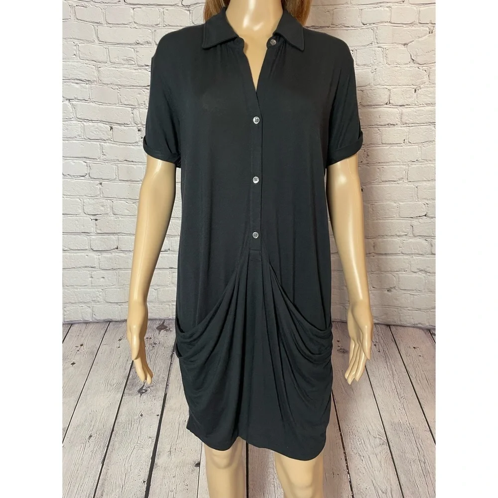 Theory Black Short Sleeve Jersey Shirt Dress Size M - Picture 2 of 9
